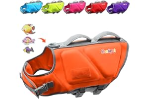 Sheripet Dog Life Jacket for Medium and Large Dogs, L Size Good Visibility Dog Life Vest for Swimming with Reflective Stripes and Rescue Handle, Dog Flotation Vest (Orange, L)