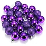 Bola de adorno - SODIAL(R) 24 piezas XMAS bolas brillas elegantes de adorno de decoracion de arbol chucherias de Navidad de color purpura