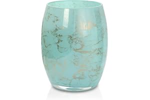 Terroso - Vase - Verre Turquoise soufflé à la Bouche - Aspect Luxueux, élégant et stylé - 20 cm de Haut - Aspect marbre - Vase à Fleurs