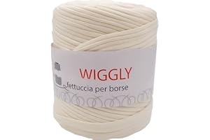filati italiani fettuccia per borse Wiggly colori moda, ideale per uncinetto per creare runner, tappeti, borse e molto altro (panna - 888)