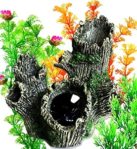 OrgMemory Aquarium D?cor Ornaments, Fish Tank Decorations, Trunk with Aquariums Plants, Home Aquarium Ornament