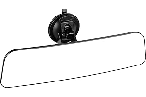 TEWLENDOR SLIIMU Auto Rückspiegel mit Saugnapf, 305mm Panorama Universal Innenspiegel, Weiß Glas Large Vision Weitwinkel Gebogener Spiegel Montiert auf Windschutzscheibe für Car Auto Boat Truck SUV Van