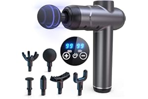 Ykgutilu Pistola Massaggio Muscolare,Massaggiatore Muscolare a 99 Velocità, con 6 Testine Massaggianti,Touchscreen LCD,Massaggiatore Elettrico dei Tessuti Profondi per Rilassamento Muscolare