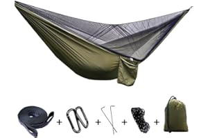 JARAGAR Hängematte Outdoor, Aktualisierte Version, großes tragbares Hängematten Hängematte mit Abnehmbarem Moskitonetz, 114 x 55 Zoll, 660 lbs Kapazität für Rucksackreisen