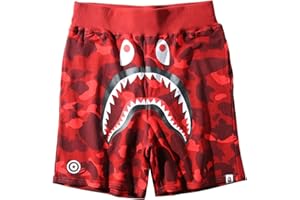 PADOLA Hombre Pantalones Cortos Shark 3D Estampado Shorts con Cintura elástica Pantalones Cortos de Verano Deportivos para Playa con Bolsillos