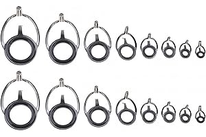 KVSERT Juego de 16 anillas ovaladas para caña de pescar, anillos de línea, kit de reparación de caña de pescar de tamaño mixto, anillos de doble pierna