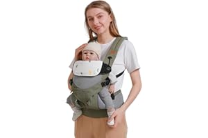 SONARIN 3-in-1 Marsupio Neonati Traspirante,Portantina Bebè Leggero Multifunzione Porta Bambino Ergonomico,Regolabile per Neonati e Bambini 3-48 Mesi,Tutte le Posizioni(Verde)