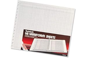 Rexel Twinlock Variform Multi-Ring Binder V8 Cash Refill Sheets 10 Columns, White (Pack of 75)