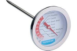 KitchenCraft Stainless Steel Meat Thermometer, Silver