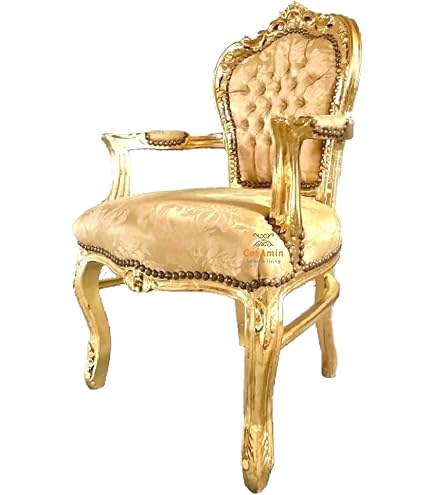 Fauteuil Louis XVI Baroque Biscottini - Dimensions 107x60x60 Cm - Chaise Rembourrée Style Baroque Pour Chambre, Salon, Salle à Manger
