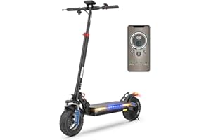 iScooter 800W Patinete Eléctrico Adultos, 480WH Batería, Autonomía Máxima De 40 KM, 10" Patinete Eléctrico Plegable, App Control, Carga 120 KG, Manillar Ajustable, Suspensión Cuádruple