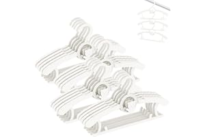 HGYZE Grucce Appendiabiti per Bambini, Stampelle per l’armadio di Neonato e di Ragazzi, 20 Appendini Impilabili Regolabili e Antiscivolo, per Vestiti, Salvaspazio Grucce, Bianco