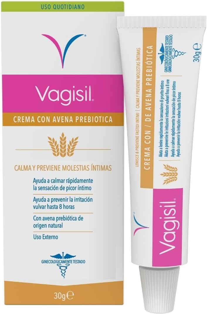 Vagisil Crema Calmante de Avena para Zona Íntima Mujer, Ayuda a Aliviar y Prevenir el Picor Íntimo, Ardor e Irritación, con Avena Natural, 30 g