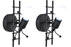 LZGS GO SWING BANDS Humanoid creative applique da parete moderna arte decorativa faretti murali industriali lampada max 60W E27 Lampadina per camera da letto camera dei bambini corridoio ristorante scale (2PCS Noir)