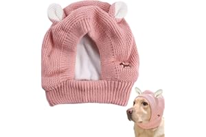 RVYEIOP 1 pezzo Cappello invernale in pile rosa per animali domestici, cappello a maglia in cotone per animali domestici, simpatico cappello a maglia con orecchie per cani di taglia media, grande e gatti