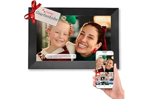 DENVER Digitaler Bilderrahmen 10,1 Zoll mit WLAN – Frameo Digital Photo Frame mit Touchscreen & 16 GB Speicher – Elektrischer Fotorahmen mit App-Steuerung, USB & SD, Bilderrahmen Digital & Schwarz