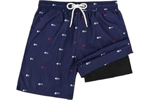 Century Star Szorty męskie kąpielówki, szybkoschnące, z podszewką z siatki, kieszenie, spodnie plażowe z regulowanym ściągaczem, ochrona przed promieniowaniem UV