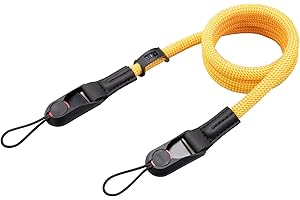 VKO Pasek na aparat fotograficzny, pasek na ramię z systemem szybkiego zapięcia, pasek do noszenia do lustrzanki cyfrowej lub bezlusterkowej, żółty