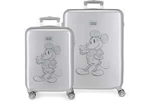 Disney Mickey Juego de Maletas Gris 55/68 cms Rígida ABS Cierre de combinación Lateral 104L 6 kgs 4 Ruedas Dobles Equipaje de Mano