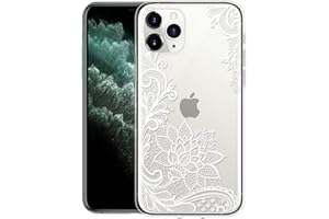 ZhuoFan Christmas Case for iPhone 12 Case, Apple iPhone 12 6.1 inch Phone Case Clear Shockproof Silicone with Pattern Design Cute Funny Ultra Slim Soft TPU Bumper Skin Protective Cover, White flower