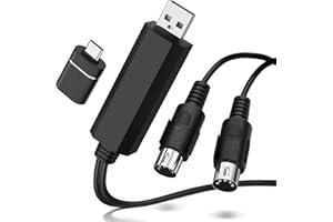 TNP PRODUCTS TNP MIDI-zu-USB-Kabel-Schnittstellenkonverter - IN OUT Midi-Kabel Hostadapter-Stecker Controllerkabel für Keyboard-Synthesizer Piano Instrument auf Mac Computer PC Windows Laptop Music Studio (6 FT)