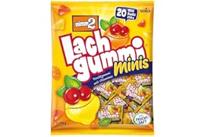 ‎NIMM2 LACHGUMMI nimm2 Lachgummi Minis – 1 x 258 g (20 Mini Packs) – Fruchtgummi mit Fruchtsaft und Vitaminen – Einzeln verpacke Süßigkeiten-Tütchen