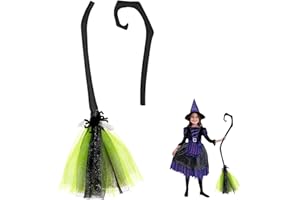Toyhood Halloween Hexenbesen, 97cm Halloween Hexen Besenstiel Hexenbesen Kinder Fliegender Besen Stock Halloween Besen Requisiten Cosplay Kostüm Accessoire Halloween Dekorationen (Grün)
