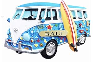 WEDAREGO Bali Indonesia 3D Blue Bus Frigorifero Magnete Resina Viaggi Souvenirs, Fatto a mano Casa e Cucina Decorazione Bali Frigo Calamita Regalo Collezione