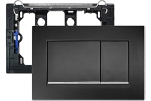 Empyreal placca con attivatori di scarico e telaio di montaggio, adatta per Geberit Sigma 30, UP320 e 300, ricambio per le placche di azionamento, doppio scarico, 1 pezzo.(Nero&Bordo Argentato)