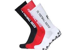 CalmGeek calcetines de fútbol deportivos con botones 3 pares agarre para talla 39 – 46 correr al aire compresión Negro + libre baloncesto hockey montañismo maratones Blanco