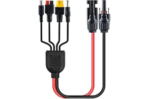 Fyearfly Cable de Solar MC_4 a Anderson, Conector Solar de 1M A Cable Adaptador Anderson / Xt60 / 7909, Línea de Conexión de Batería Fotovoltaica, para Vehículos Recreativos, Campamento, Panel Solar