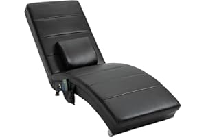 ‎HOMCOM HOMCOM Relaxliege mit Massagefunktion Loungesessel Ergonomisch hohe Rückenlehn, mit Massagefunktion und Kissen mit Zero-G Design Lounge Sessel Kunstleder Metall Schaumstoff Schwarz 58 x 163 x 87 cm