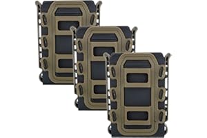 HIDEDE Custodia Tattica per Caricatore, 3 Pezzi Fast Mag Pouch Set Borsa Molle Mag Pouch Airsoft caricatori Porta riviste per caricatori Ar15 M4 5.56 7.62, Nero & Tan