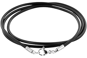 AURORIS Halskette/Armband - Kautschukband schwarz Dicke 2mm mit Karabinerverschluss aus 304 Edelstahl