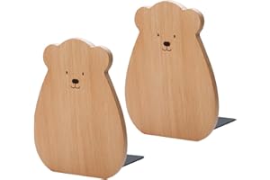 ‎HEIQLAY Heiqlay Wooden Bookends, Bookends, Beech Wood Bookends Support for Shelves, Non-Slip Bookends Organiser Storage Holder, Bookend Wood for Home Office Library