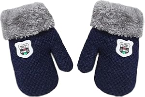 HERUAI 1-3J Kinder Handschuhe Strick Fausthandschuh Winter Fäustlinge Kinderhandsche Warm Verdickte Handschuhe mit Schnur Outdoor Weich Winterhandschuhe Skihandschuhe Handwärmer für Jungen Mädchen