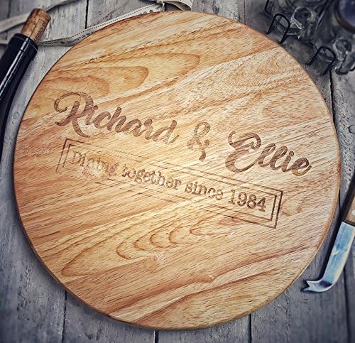 Personalised Round Wooden Lazy Susan - Ideal for Serving, Platter, Cheeseboard - Engraved With Any Message