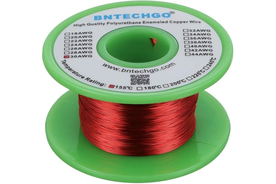 BNTECHGO 30 AWG Magnet Wire - Enameled Copper Wire - Enameled Magnet Winding Wire - 4 oz - 0.0098" Diameter 1 Spool Coil Red Temperature Rating 155℃ Widely Used for Transformers Inductors