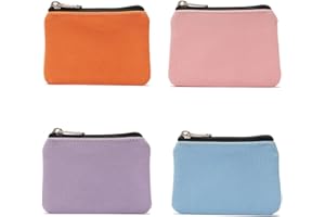 ZHONGLEFA 4 Pcs Small Canvas Coin Purse Holder Cash Bag with Zipper Canvas Purse Pouch Bag Wallet Zip Pouch for Cards Keys Cash Headset Lipstick