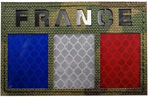 ACOLOU Écusson infrarouge réfléchissant drapeau de la France pour moto, motard, tactique, militaire, brassard, emblème pour voyage, sac à dos, chapeaux, vestes, uniforme d'équipe, paintball, airsoft