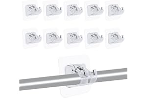 sitarcmin 10 Stück Selbstklebende Gardinenstangen Halterung, Transparenter Gardinenstangenhalter Vorhang Befestigung ohne Bohren, Gardinenhaken Selbstklebend für Badezimmer,Wohnzimmer,Küche