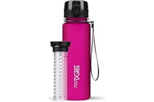 720°DGREE Gourde, Bouteille d’Eau “uberBottle“ +Tamis-Fruits – 350ml, 500ml, 650ml, 1l, 1,5l, 2l - Sans BPA, Étanche, Anti-Fuite, Réutilisable, Légère - Idéal pour École, Sport, Fitness, Gym, Travail