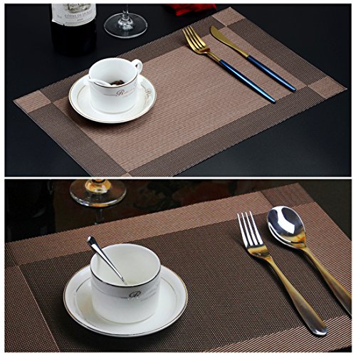 Platzdeckchen Fanuk 6er waschbar rutschfeste Tischmatten aus PVC braun 30*45cm - 4