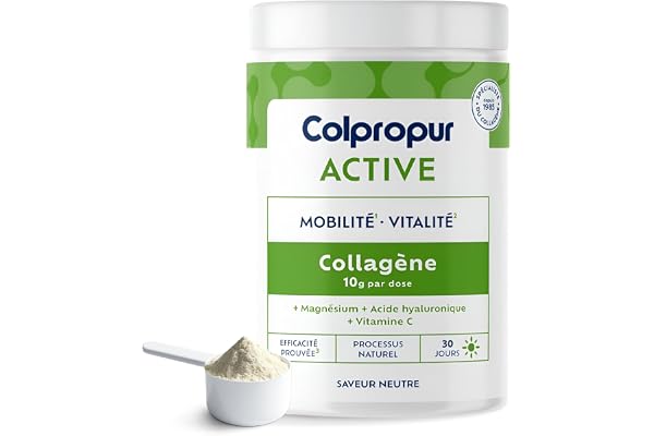 COLLAGENE Poudre Spécial Energie | 30 jours | Saveur Neutre | Complément Sport | Collagène Hydrolysé + Acide Hyaluronique + Magnésium | Articulations & Muscles | Sans OGM | COLPROPUR Active