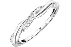 TJC Sterling Silver Rings for Women CZ Crossover Ring Eternity Promise Wedding Band Ring in Rhodium & Gold Plated 925 Silver Jewellery Engagement Rings for Her