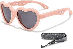Maesy Baby Sonnenbrille für 0-2 Jahre - UV400 Polarisierter Schutz - Flexibler und Biegsamer Rahmen - Verstellbares Gummiband - Sichere und Bequeme Babysonnenbrillen - Herz - Maes