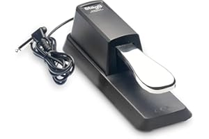Stagg 21203 verchromtes Pedal mit Polaritätsschalter für E-Piano/Keyboard (1,5m, lange Kabel, 6,3mm Klinkenstecker)
