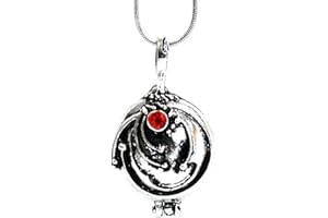 BEAUX BIJOUX Vampire Diaries Inspired Elena Gilbert Vervain Pendant Crystal Gem Antique Necklace Locket Silver