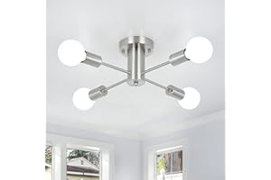 ASHUAQI Sputnik Ceiling Light, 4 Lights Chrome Ceiling Lights Living Room, Modern Industrial Industrial Light Fittings Ceilings, Sputnik Chandelier for Kitchen, Bedroom, Hallway, Lounge, Dining Room
