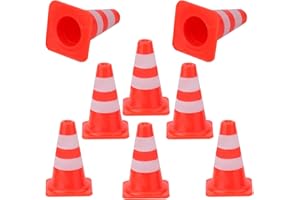 TINOALY 50pcs Mini Cônes de Signalisation, Mini Cônes de Sécurité Routière en Plastique pour Barrage Routier Mini Panneaux Signalisation Panneaux de Signalisation pour Micro Paysage Table de Sable